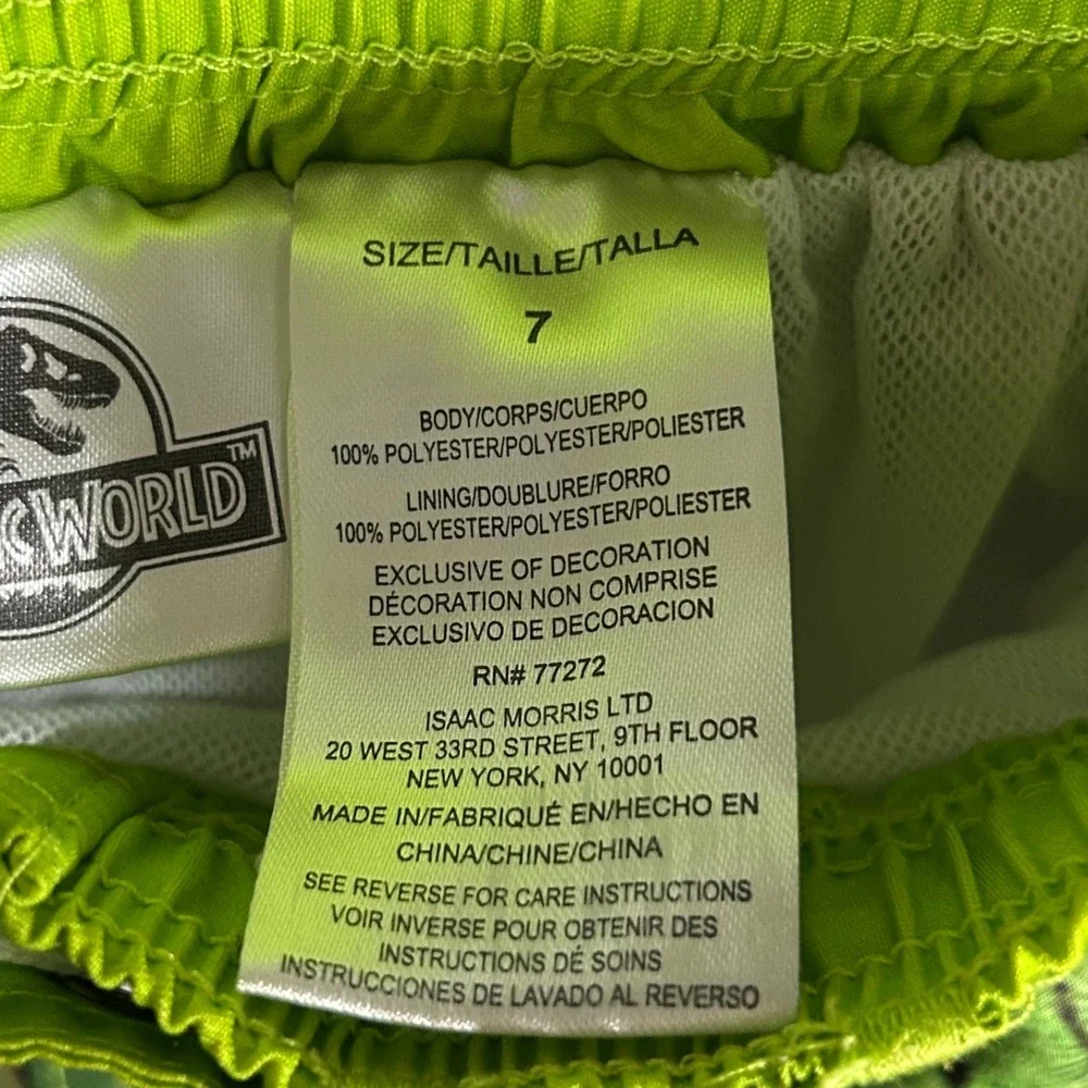 Jurassic World Boys Swim Trunks Green Dinosaur Graphic‎ Swimsuit Size 7